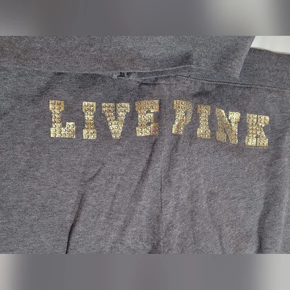 PINK Victoria's Secret Gray Sweatpants with Gold Lettering - Picture 3 of 8
